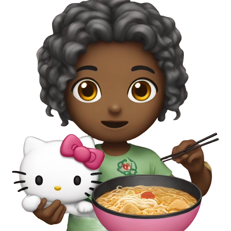 Hello kitty eating Ramen emoji
