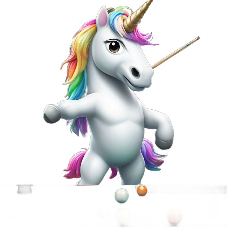 Unicorn playing pool emoji