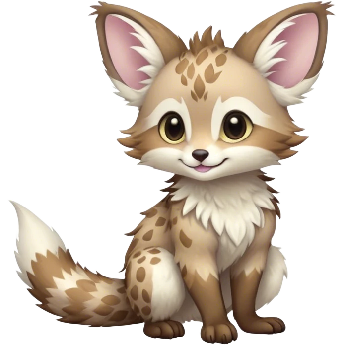 Feral Rare Fantasy pastel Vernid-Trico-species by LiLaiRa, random markings, tufted tail, tufted ears, full body emoji