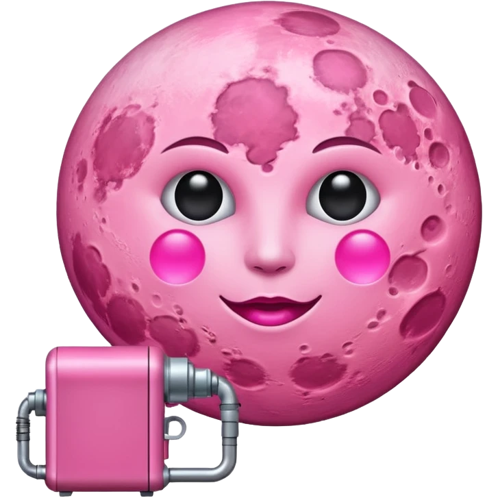 a pink full moon with a pink fuel pump, the fuel pump tube should be connected to the pink moon emoji