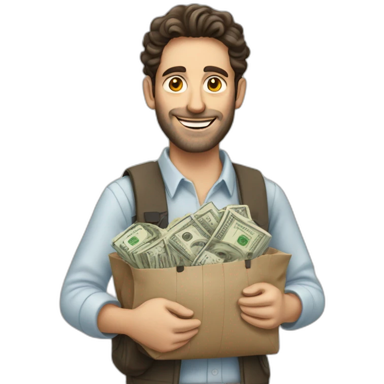 Jewish guy holding bags of money emoji