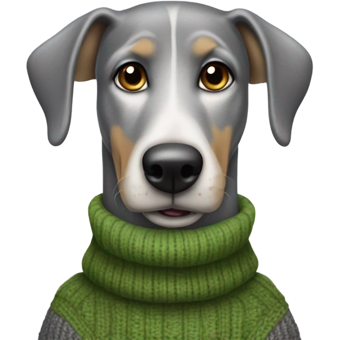 Grey hound dog wearing a turtle neck sweater emoji