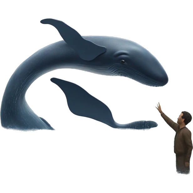 man touching giant whale in the water emoji