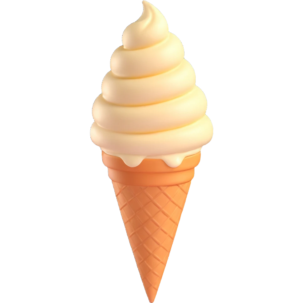 simple vanilla ice cream, gelato texture, inverted cone, minimal without topping emoji