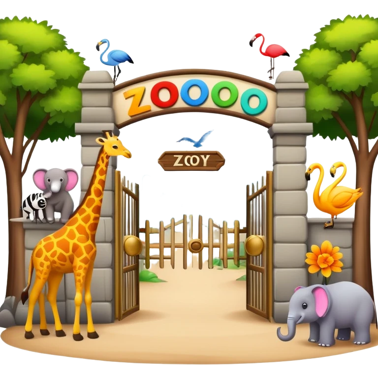 zoo entrance with animals emoji