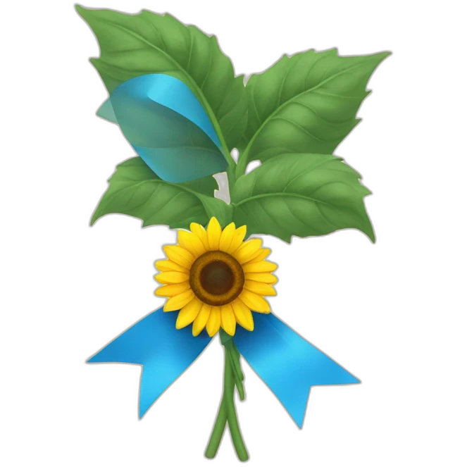 sunflower flowers tied with a yellow-blue ribbon emoji