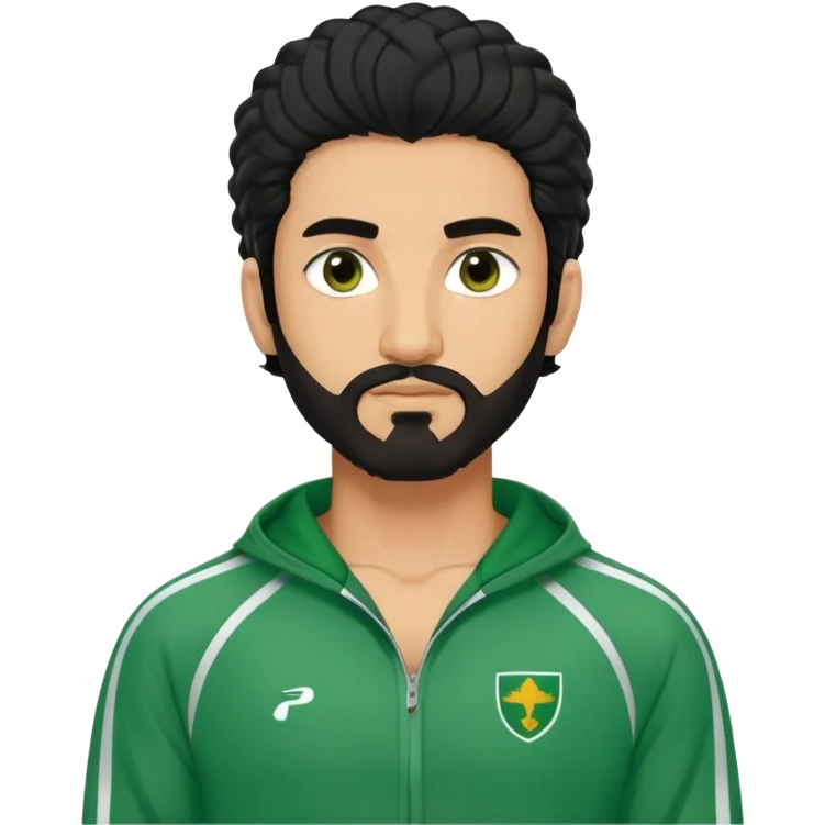 Abdul Ali : Age: Late 20s
Appearance: A strong-built South Asian man with permed long black hair, a close shave beard, and dark brown eyes.
Outfit: Green player tracksuit  emoji