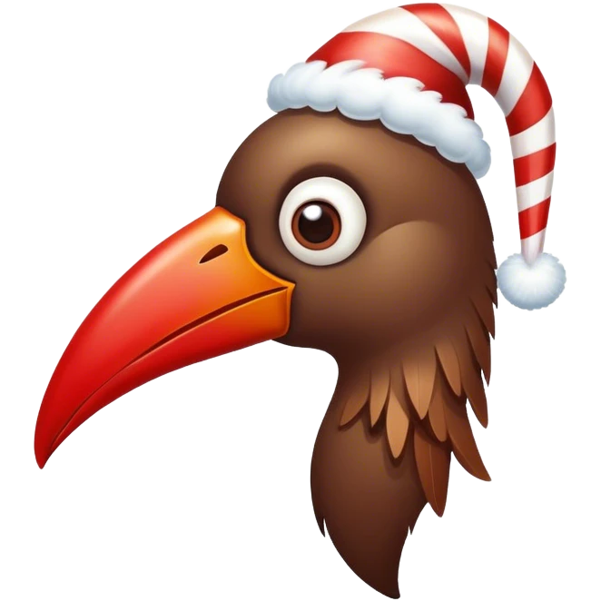 Dumb bird holding a candy cane shaped liked a pepper emoji