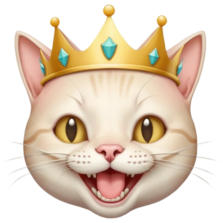 Лысый кот в короне смеётся  emoji