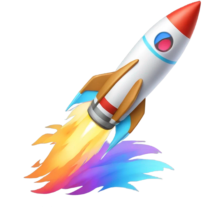 A coyote riding a rocket emoji