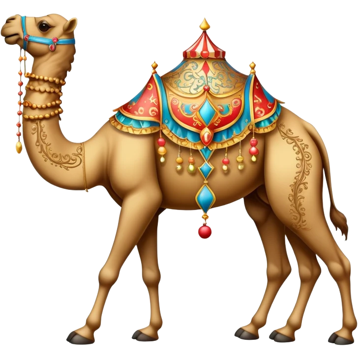 Vintage Arabian circus camel with filigree with four legs emoji