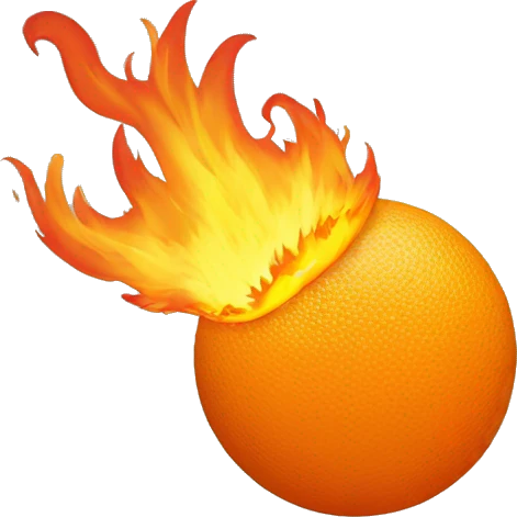 orange ball on fire flying through the air emoji