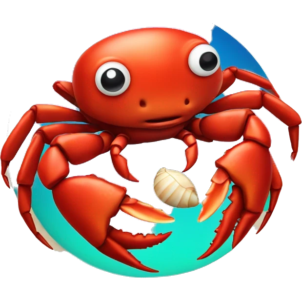 red crab holding a shell in its hands emoji