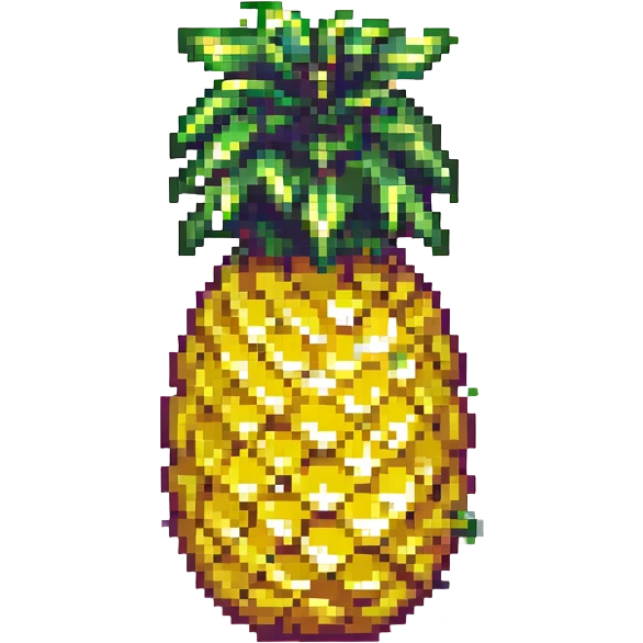 vibrant stylized whole pineapple sprite for 2D fruit ninja game emoji