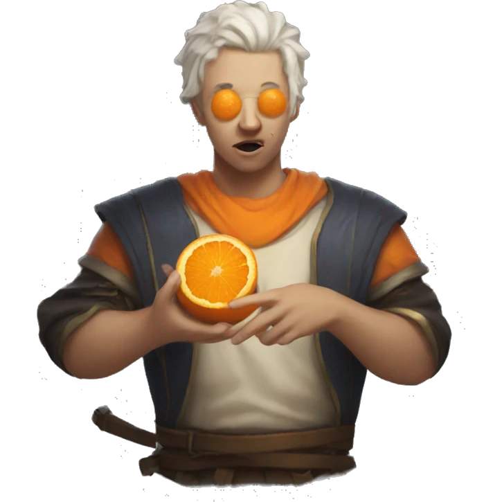 vi from arcane eating an orange emoji