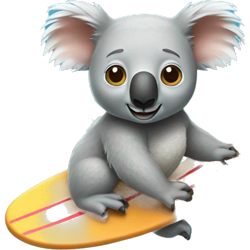 Koala riding a surfboard emoji