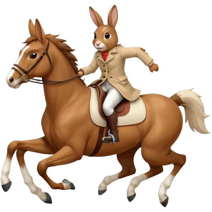 Exciting rabbit galloping on the back of a horse emoji