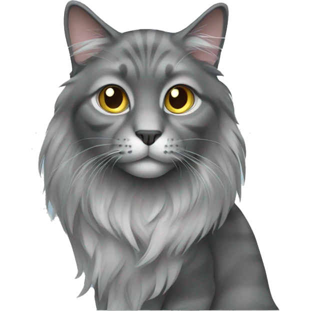Long hair gray cat emoji