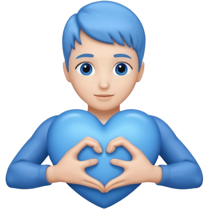 blue heart being embraced by arms emoji