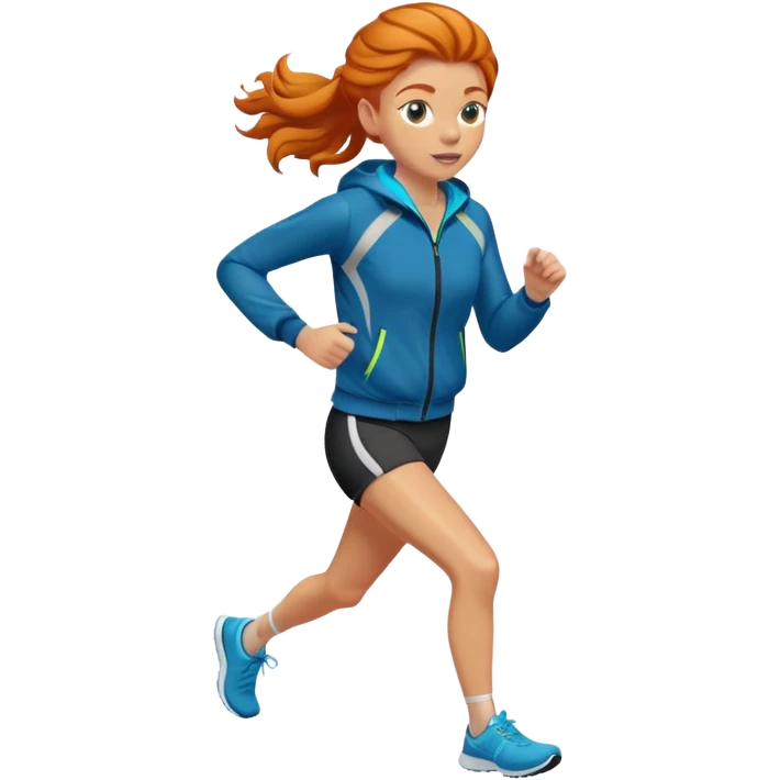 Ginger girl jogging with jacket emoji