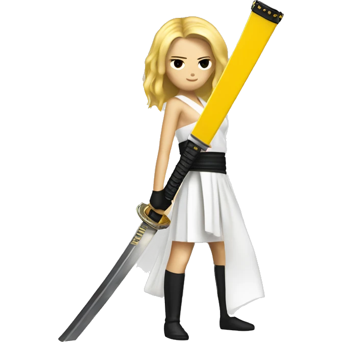 Kill bill blonde hair with katana across body emoji