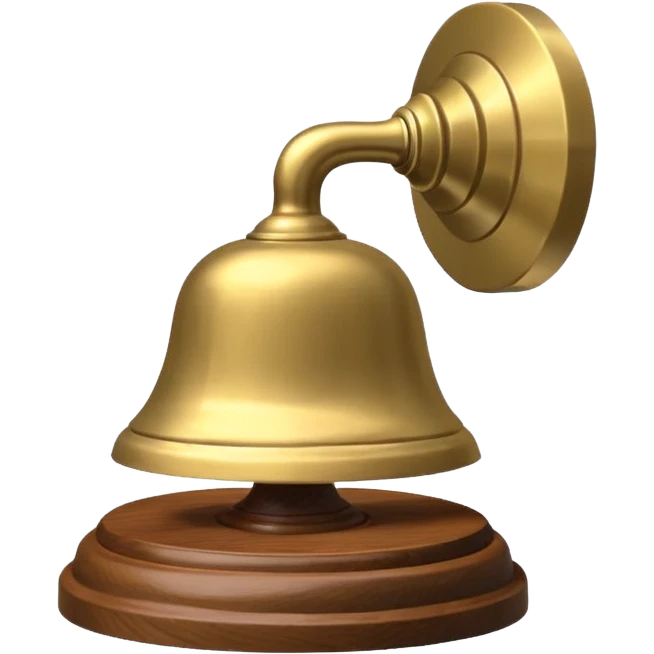 Poolside Service Bell: A tiny brass bell on a wooden base, used to call for drinks or towels at private cabanas. emoji