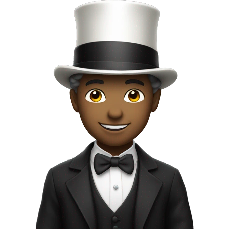 Smiling boy white skin in top hat emoji