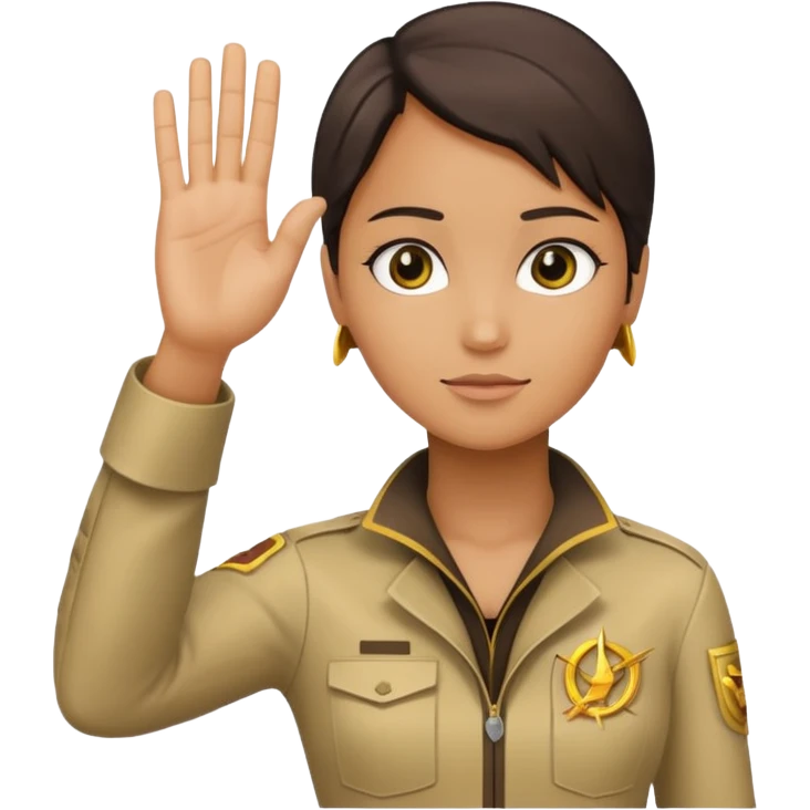 yellow hand doing the salute from the hunger games emoji