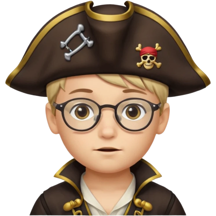 kid boy with pirate costume wearing glasses emoji