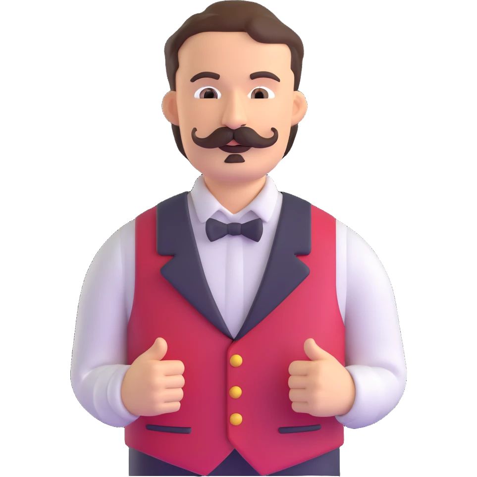 Tatar man with mustache and traditional vest emoji