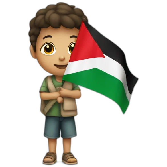 Child with Palestine flag emoji