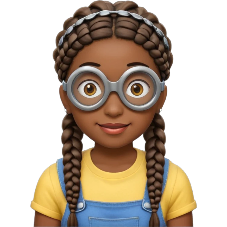 Minion emoji and a smurk like this emoji but a minion so basically that emoji with the goggles and the hair and not a funny head shape 😏  black girl with braids black girl / dark. Skinned girl emoji