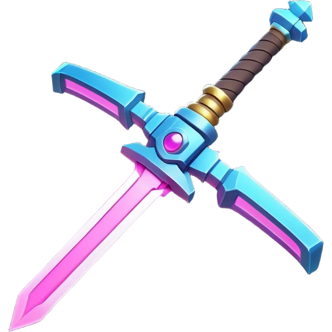 Clash of Clans aesthetic: Cinematic Playful Laser Sword Emoji, rendered in a 3D vector-style similar to standard emojis with minimal shading and bold, simplified shapes. A compact, vibrant energy blade with a neon-hued, glowing edge and futuristic hilt, softly glowing with a radiant cosmic charm. Simplified yet unmistakably iconic, highly detailed and consistent, glowing with a soft pulsating brilliance and high shine. Stylized with a touch of interstellar elegance and a soft glowing outline, capturing the essence of a legendary energy blade with a friendly, playful manner! emoji