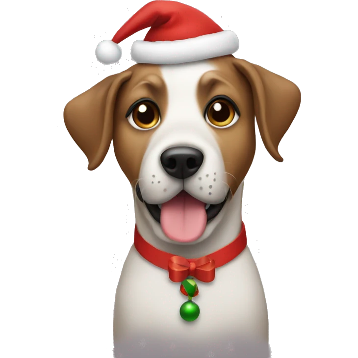 dog dressed in christmas emoji