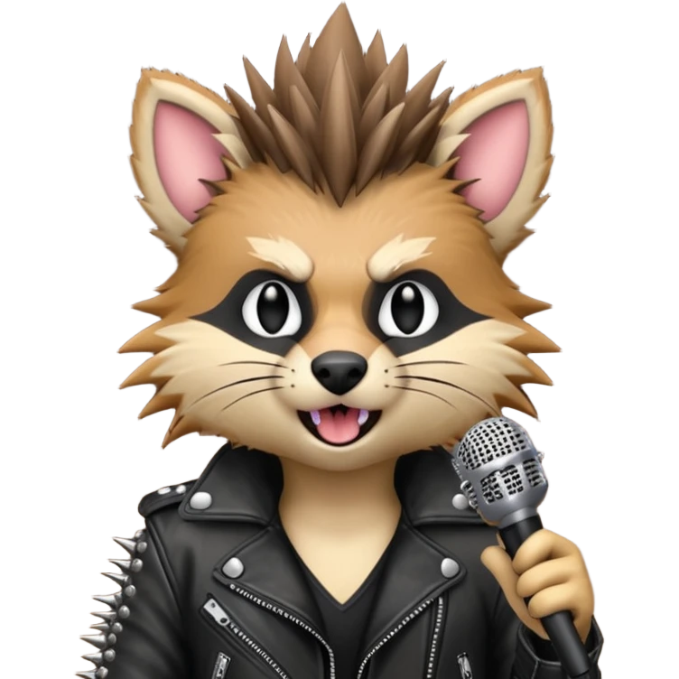singing punk animal with microphone emoji