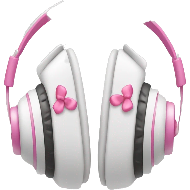 white headphones with small pink bows on each side  emoji