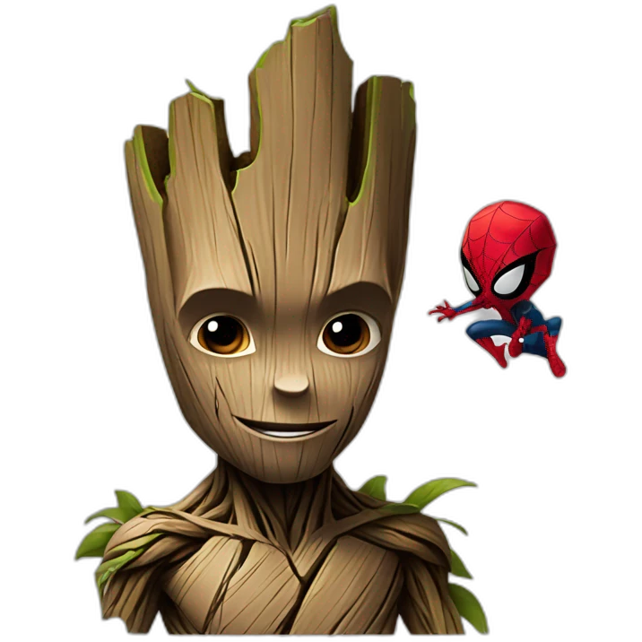 groot avec spiderman emoji