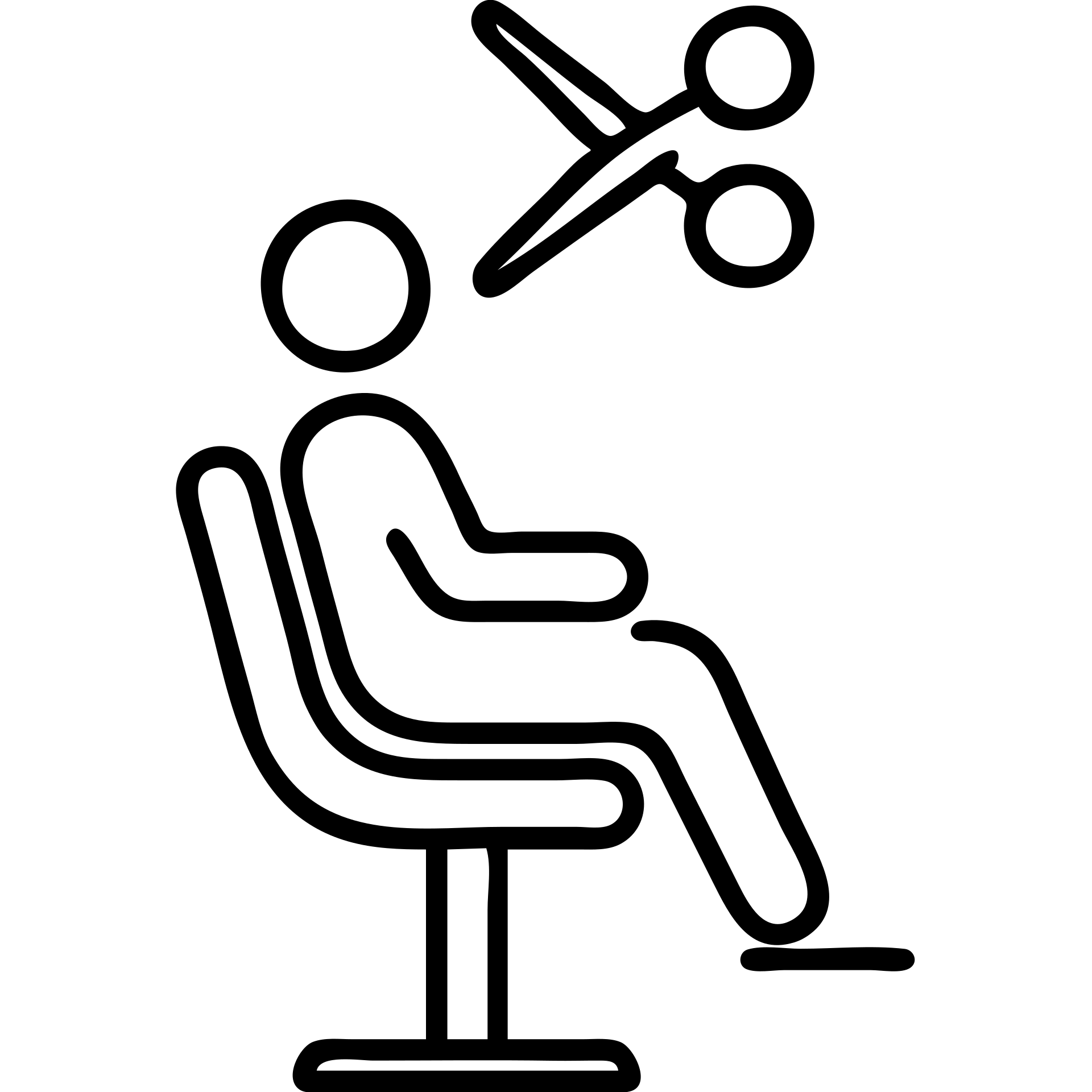 outlined logo of a person in a salon chair with scissors above, simple and professional emoji