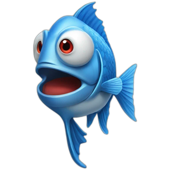Poisson combatant rouge bleu blanc emoji