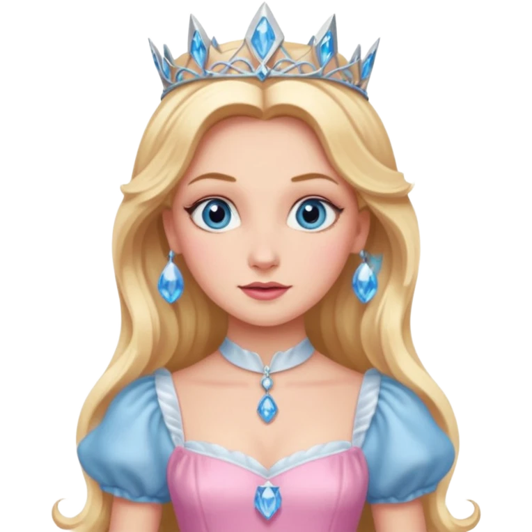 Glinda from the Wizard of Oz with blue eyes, blonde long hair, pink outfit emoji