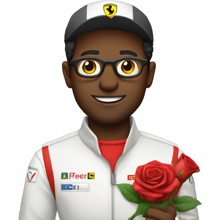 Ferrari driver with rose in hand emoji
