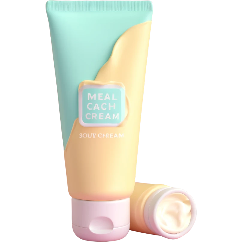 empty crumpled hand cream tube, pastel colors, very squished and wrinkled, cap on emoji