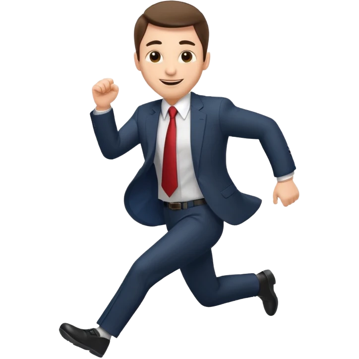 businessman picking running, face to camera emoji