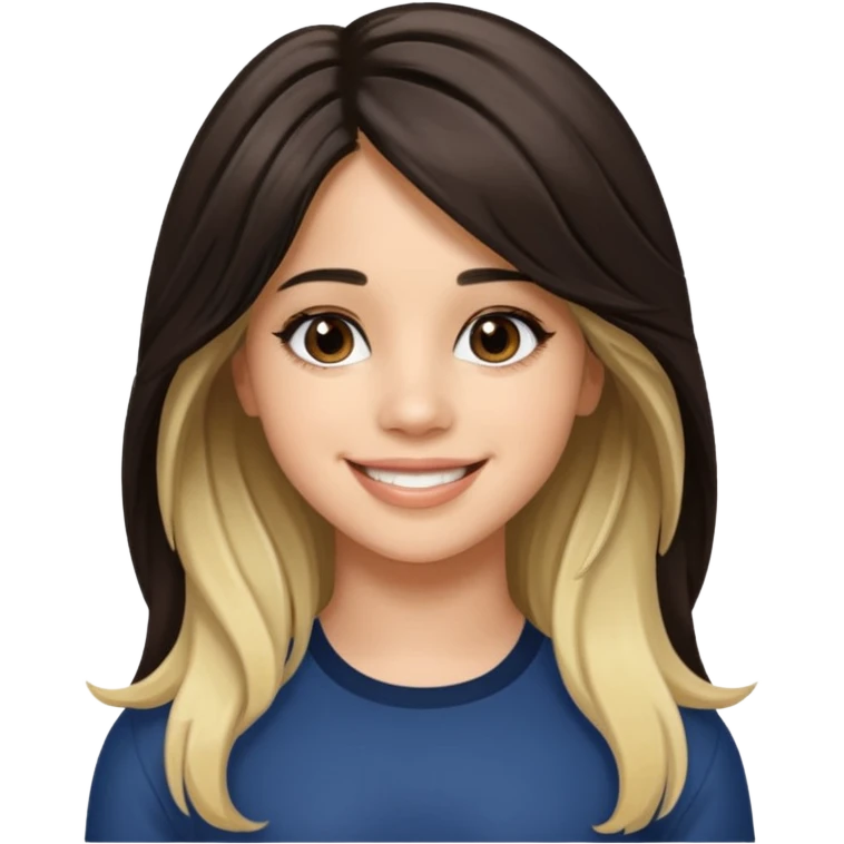 Camila Cabello with long dark brown hair with blonde highlights emoji