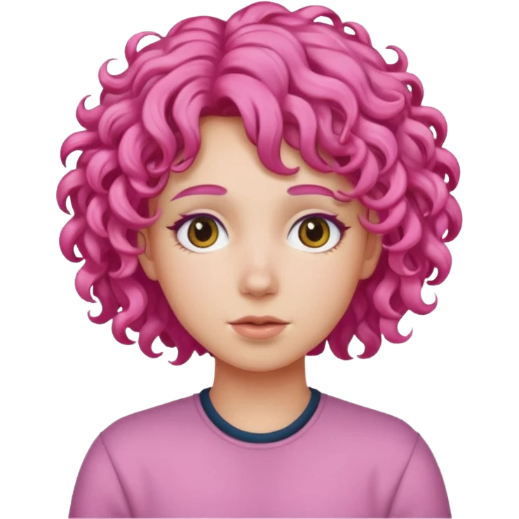 curly hair pink emoji