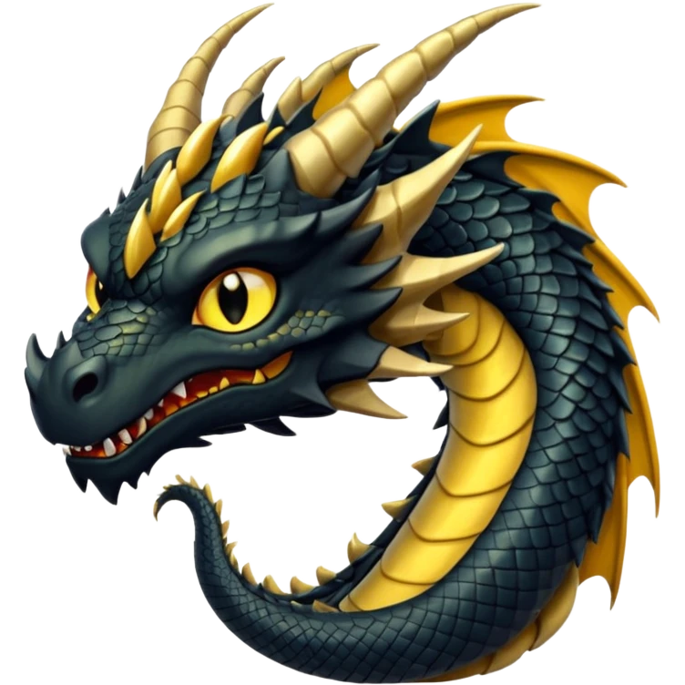 Black dragon with yellowish golden stripe scales  emoji