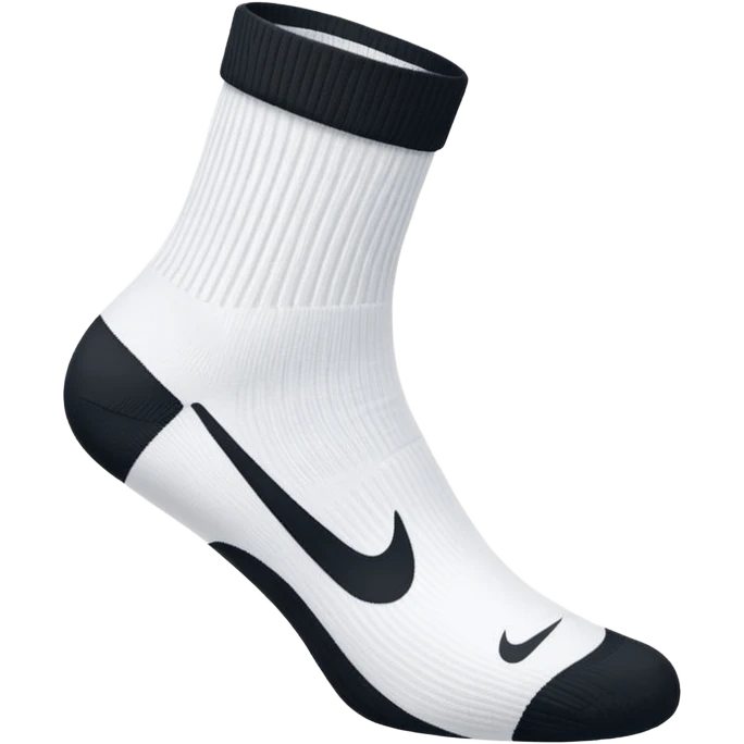 pair of white socks with black Nike swoosh emoji