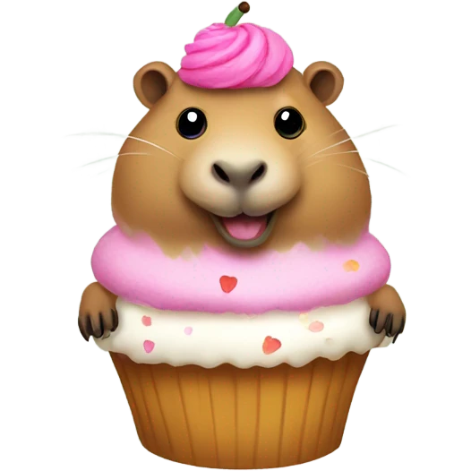 Capybara  dressed as a cupcake  emoji