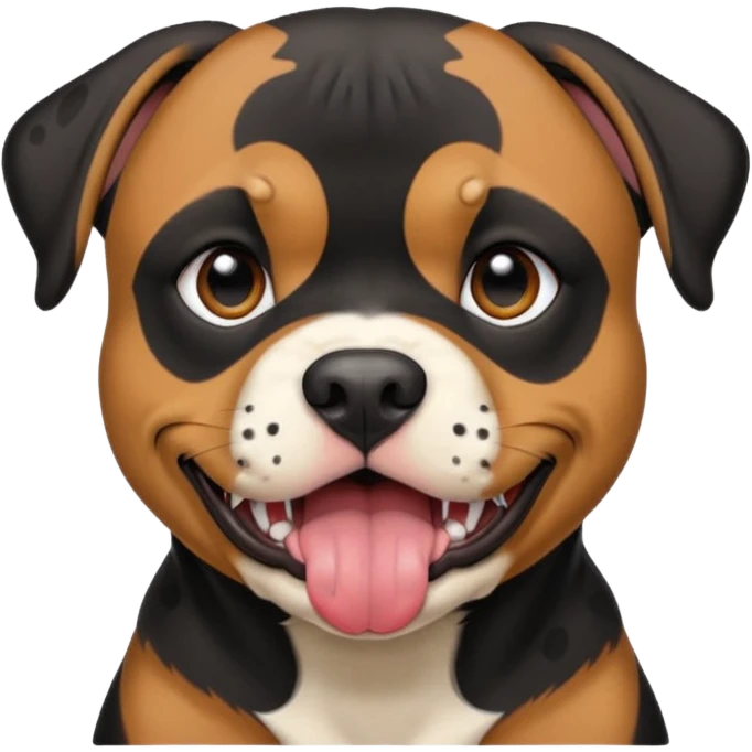 Pitt bull rottweiler white muzzle with black spots tongue out emoji