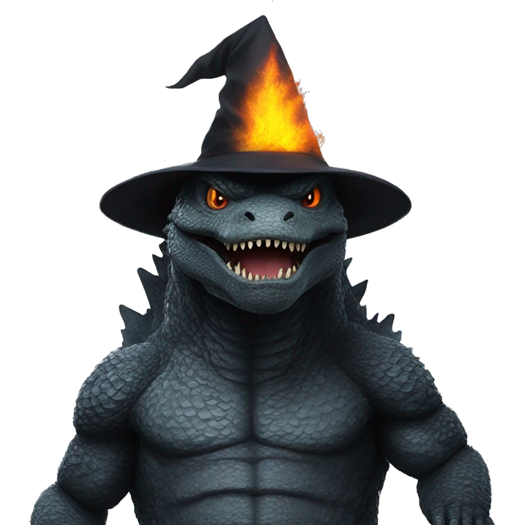 Godzilla as a witch emoji